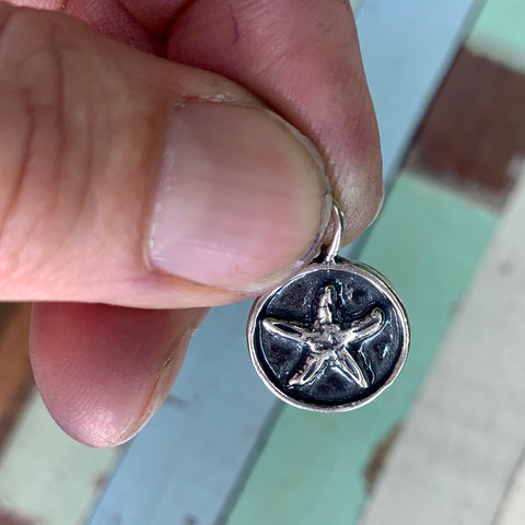 Rimmed Starfish Sterling Charm