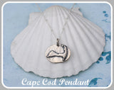 Cape Cod Map Pendant Necklace on adjustable waxed cotton