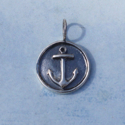 Rimmed Anchor Sterling Charm