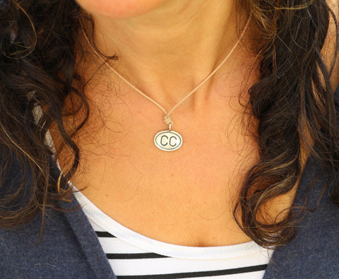 Cape Cod (CC) Sterling Charm on Sterling Chain, Airport Code Charm