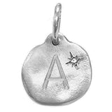 Diamond Initial Charm - Sterling Silver